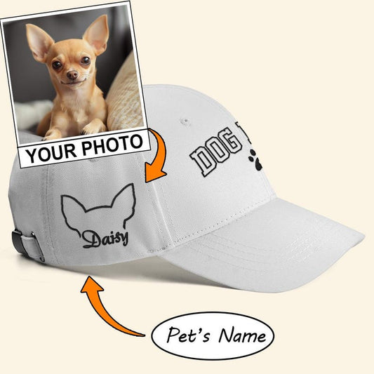 Custom Embroidered Photo Outline Dog Mom Cap, Custom Pet Photo and Name, Personalized Dog Dad Hat, Custom Pet Face Cap, Cat Hat, Dog Mom cap