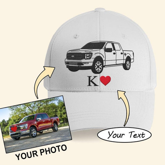 Custom Car Photo Outline Embroidered Hat, Personalized Your Photo Vehicle, Motorbike Custom Cap, Helicopter Embroidered Hat, Custom Boat Cap